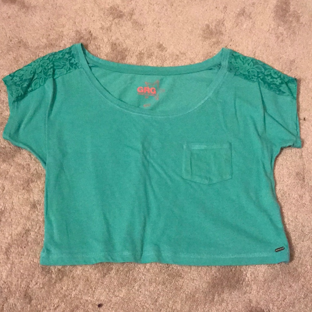 Mint colored crop top -good over bathing suit!